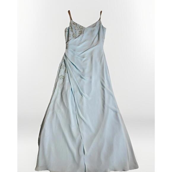 Baby Blue Sequence Beaded Floor Length Formal Prom Homecoming Dress Gown S Small - Picture 1 of 5